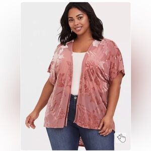 Torrid size 00/0 M/L Burnout Kimono Top Rose